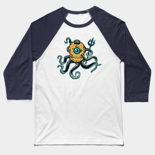 Trident Octopus Monster Divers Baseball T-Shirt